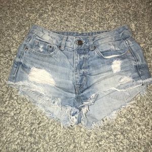 High-waisted Distressed Jean Shorts